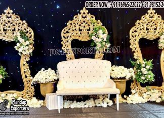 Most Stylish Fiber Back-Frames For Reception Stages Wedding Mandaps Wedding Stages Wedding Furniture Horse Drawn Carriages Fiber Decoration Items Mehndi Sangeet and Haldi decor props