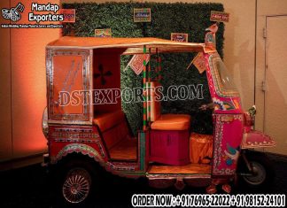 Rajasthani Wedding Photobooth Auto Rickshaw Wedding Mandaps Wedding Stages Wedding Furniture Horse Drawn Carriages Fiber Decoration Items Mehndi Sangeet and Haldi decor props