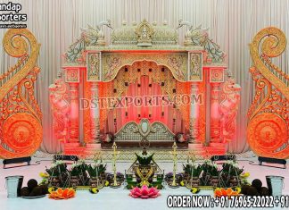 Stylish Peacock Theme Manavarai Weddings Mandap This Mandap is made of unbreakable fiberglass with high quality deco paints.