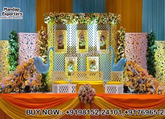 Colourful Laser Cut Frame For Arabian Weddings Wedding Mandaps Wedding Stages Wedding Furniture Horse Drawn Carriages Fiber Decoration Items Mehndi Sangeet and Haldi decor props