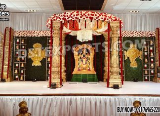 Grand Tamil Wedding Balaji Mandapam USA we are manufacturer and exporters of all types pof wedding product like - wedding mandap , crystal mandaps ,metal mandaps, stages , wedding frames/panels, wedding sofa set, bride groom chairs, mandap chairs ,punjabi culture statues , wedding swings , horse drawn carriages ,backdrop curtain etc.