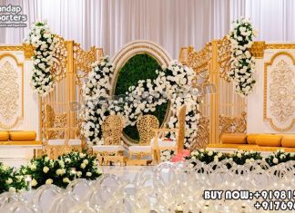 Grandeur South Indian Style Open Wedding Mandap Fiber Mandaps, Wooden Mandaps, Crystal Mandaps, Metal Mandaps, Mandap stage, Indian Mandaps, Modern mandaps, open mandap, Wooden Look Mandap, FRP Mandaps, Antique Mandaps, Brown Mandap, Wooden look fiber mandap