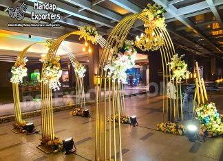 Impressive Wedding Metal Arches For Entrance Gate Beautiful Wedding Stage, Best Wedding Stage Decor, Bollywood stage, Bride- Groom Stage Setup, Bridal Seat Setup, C style Frame Stage, Devdas Wedding Sage, Door Frame Stage, Easiest Wedding Stage, Elephant Theme Stage, Pillar Stage, Golden Stage, Hindu Wedding Stage, Indian Wedding Stage, White Stage, Canadian Stage