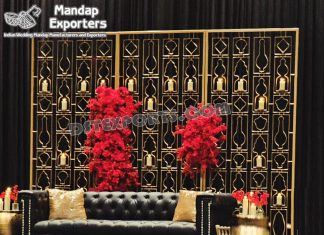 Newly Designed Metal Backdrop Candle Panels We are manufacturer & Star Exporter of all of wedding decor things *Wedding Mandaps *Wedding Stages *Wedding Furniture *Horse Drawn Carriages *Fiber Decoration Items *Mehndi Sangeet and Haldi decor props *All Metal Decor Mandap, Stages, Panels, Arches, Stage *All Mirror Decor Mandap, Stages, Panels, Arches, Stage *All FIber Statues Collection And Many More things