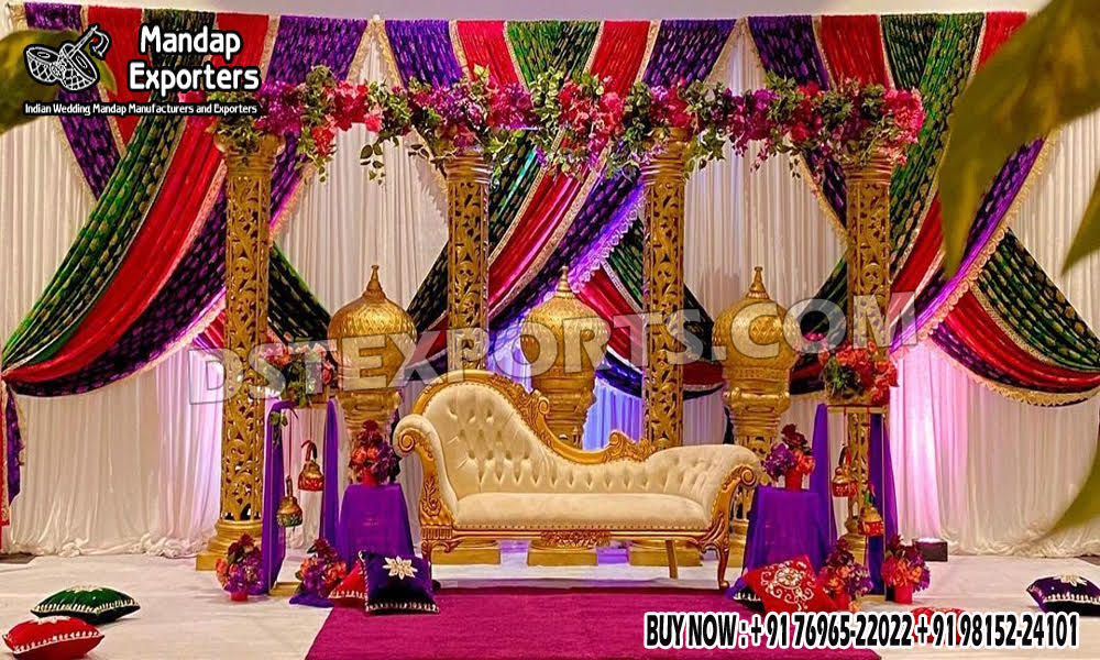 we are manufacturer and exporters of all types of wedding product like - wedding mandap , crystal mandaps ,metal mandaps, wooden mandaps , stages , wedding frames/panels, wedding sofa set, bride groom chairs, mandap chairs ,punjabi culture statues , wedding swings , horse drawn carriages ,backdrop curtain etc.