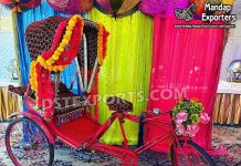 Fantastic Wedding Photo Booth Decor Cycle Rickshaw Wedding Mandaps Wedding Stages Wedding Furniture Horse Drawn Carriages Fiber Decoration Items Mehndi Sangeet and Haldi decor props
