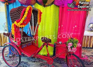 Fantastic Wedding Photo Booth Decor Cycle Rickshaw Wedding Mandaps Wedding Stages Wedding Furniture Horse Drawn Carriages Fiber Decoration Items Mehndi Sangeet and Haldi decor props