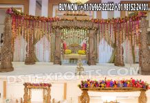 Grand Wedding Manavarai Mandap with Welcome Gate we are manufacturer and exporters of all types pof wedding product like - wedding mandap , crystal mandaps ,metal mandaps, stages , wedding frames/panels, wedding sofa set, bride groom chairs, mandap chairs ,punjabi culture statues , wedding swings , horse drawn carriages ,backdrop curtain etc.