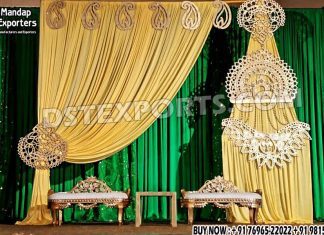 Metal Design Hanging Props For Minimalist Stage Decor Wedding Mandaps Wedding Stages Wedding Furniture Horse Drawn Carriages Fiber Decoration Items Mehndi Sangeet and Haldi decor props