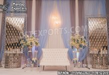 Modern Wedding Backdrop Candle Stand Metal Frame Wedding Mandaps Wedding Stages Wedding Furniture Horse Drawn Carriages Fiber Decoration Items Mehndi Sangeet and Haldi decor props