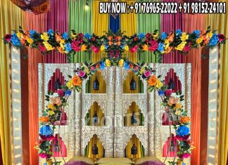 Royal Wedding Bangle Ceremony Stage Decor we are manufacturer and exporters of all types of wedding product like - wedding mandap , crystal mandaps ,metal mandaps, wooden mandaps , stages , wedding frames/panels, wedding sofa set, bride groom chairs, mandap chairs ,punjabi culture statues , wedding swings , horse drawn carriages ,backdrop curtain etc.