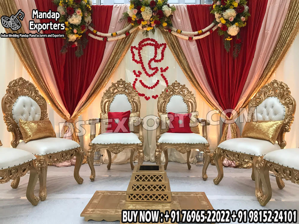 we are manufacturer and exporters of all types pof wedding product like - wedding mandap , crystal mandaps ,metal mandaps, stages , wedding frames/panels, wedding sofa set, bride groom chairs, mandap chairs ,punjabi culture statues , wedding swings , horse drawn carriages ,backdrop curtain etc.