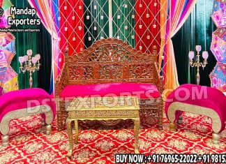 Stylish Wedding Bridal Sofa For Henna Night Stage Wedding sofa, Wedding Chairs, Mandap chairs, Wooden Sofa sets, Bride groom chairs, Puberty ceremony sitting
