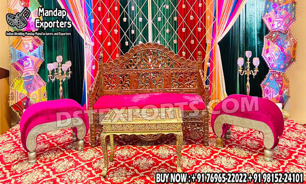 Wedding sofa, Wedding Chairs, Mandap chairs, Wooden Sofa sets, Bride groom chairs, Puberty ceremony sitting