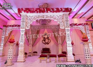 Astonishing Wedding Decor Bollywood Vidhi Mandap we are manufacturer and exporters of all types pof wedding product like - wedding mandap , crystal mandaps ,metal mandaps, stages , wedding frames/panels, wedding sofa set, bride groom chairs, mandap chairs ,punjabi culture statues , wedding swings , horse drawn carriages ,backdrop curtain etc.