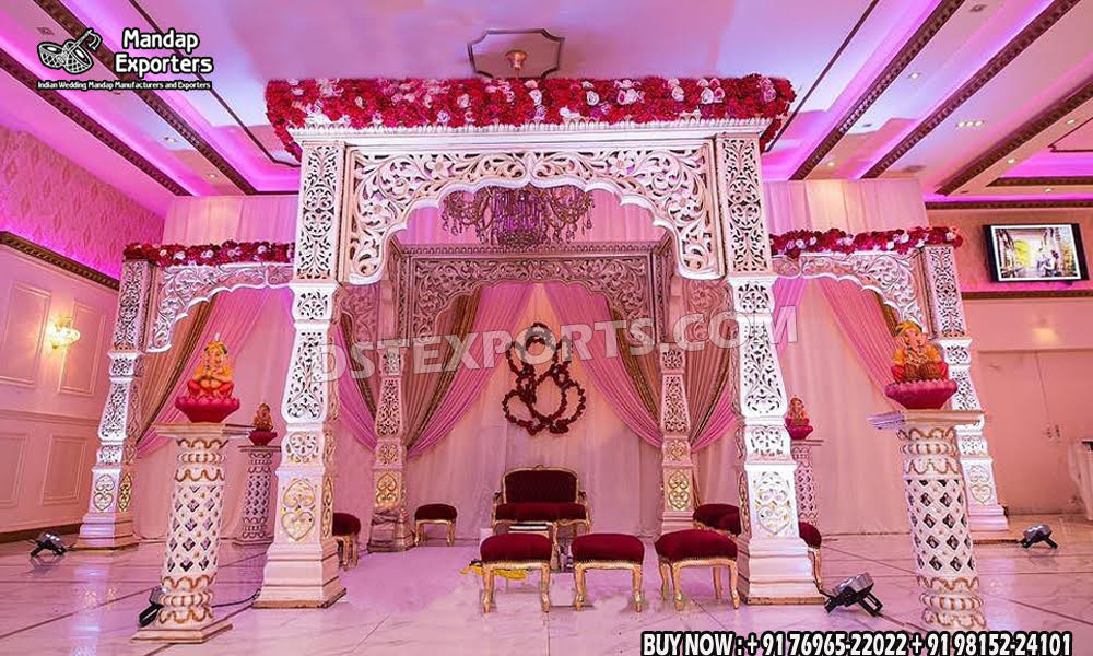 we are manufacturer and exporters of all types pof wedding product like - wedding mandap , crystal mandaps ,metal mandaps, stages , wedding frames/panels, wedding sofa set, bride groom chairs, mandap chairs ,punjabi culture statues , wedding swings , horse drawn carriages ,backdrop curtain etc.