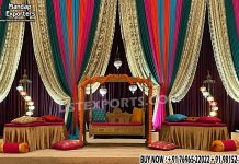Canadian Venues Colorful Mehndi Night Decoration Ideas we are manufacturer and exporters of all types of wedding product like - wedding mandap , crystal mandaps ,metal mandaps, wooden mandaps , stages , wedding frames/panels, wedding sofa set, bride groom chairs, mandap chairs ,punjabi culture statues , wedding swings , horse drawn carriages ,backdrop curtain etc.