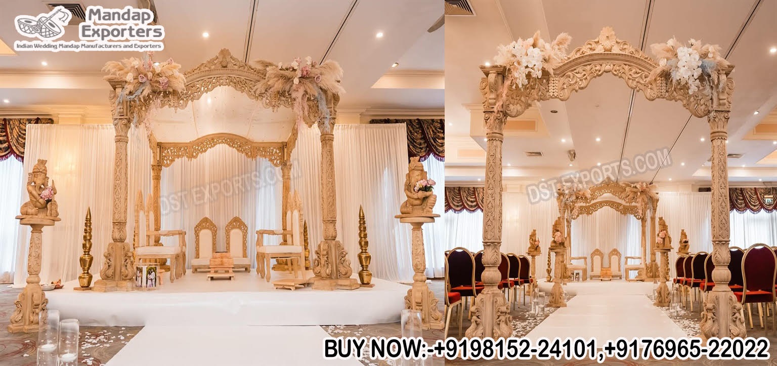 Designer Wooden Mayur Mandap For European Wedding