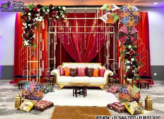 Exclusive Bride Station Decor With Metal Canopy we are manufacturer and exporters of all types of wedding product like - wedding mandap , crystal mandaps ,metal mandaps, wooden mandaps , stages , wedding frames/panels, wedding sofa set, bride groom chairs, mandap chairs ,punjabi culture statues , wedding swings , horse drawn carriages ,backdrop curtain etc.