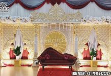 Grand Srilankan Stage Decor With Elephant Theme Frames Fiber Mandaps, Wooden Mandaps, Crystal Mandaps, Metal Mandaps, Mandap stage, Indian Mandaps, Modern mandaps, open mandap, Wooden Look Mandap, FRP Mandaps, Antique Mandaps, Brown Mandap, Wooden look fiber mandap