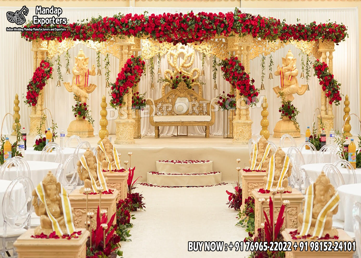 we are manufacturer and exporters of all types pof wedding product like - wedding mandap , crystal mandaps ,metal mandaps, stages , wedding frames/panels, wedding sofa set, bride groom chairs, mandap chairs ,punjabi culture statues , wedding swings , horse drawn carriages ,backdrop curtain etc.