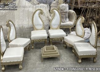 Indian Wedding Ambi Design Mandap Chairs Set we are manufacturer and exporters of all types pof wedding product like - wedding mandap , crystal mandaps ,metal mandaps, stages , wedding frames/panels, wedding sofa set, bride groom chairs, mandap chairs ,punjabi culture statues , wedding swings , horse drawn carriages ,backdrop curtain etc.