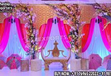 Mosaic Wedding Stage Decor Laser Design Wall Arches Wedding Mandaps Wedding Stages Wedding Furniture Horse Drawn Carriages Fiber Decoration Items Mehndi Sangeet and Haldi decor props