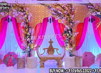 Mosaic Wedding Stage Decor Laser Design Wall Arches Wedding Mandaps Wedding Stages Wedding Furniture Horse Drawn Carriages Fiber Decoration Items Mehndi Sangeet and Haldi decor props