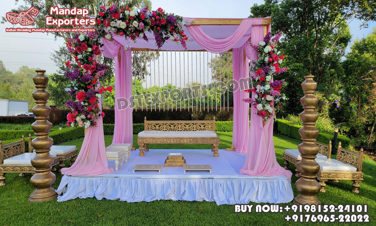 we are manufacturer and exporters of all types pof wedding product like - wedding mandap , crystal mandaps ,metal mandaps, stages , wedding frames/panels, wedding sofa set, bride groom chairs, mandap chairs ,punjabi culture statues , wedding swings , horse drawn carriages ,backdrop curtain etc.