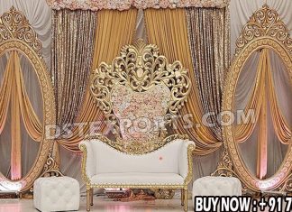 Royal Wedding Reception Stage Designer Back Frames Wedding Mandaps Wedding Stages Wedding Furniture Horse Drawn Carriages Fiber Decoration Items Mehndi Sangeet and Haldi decor props