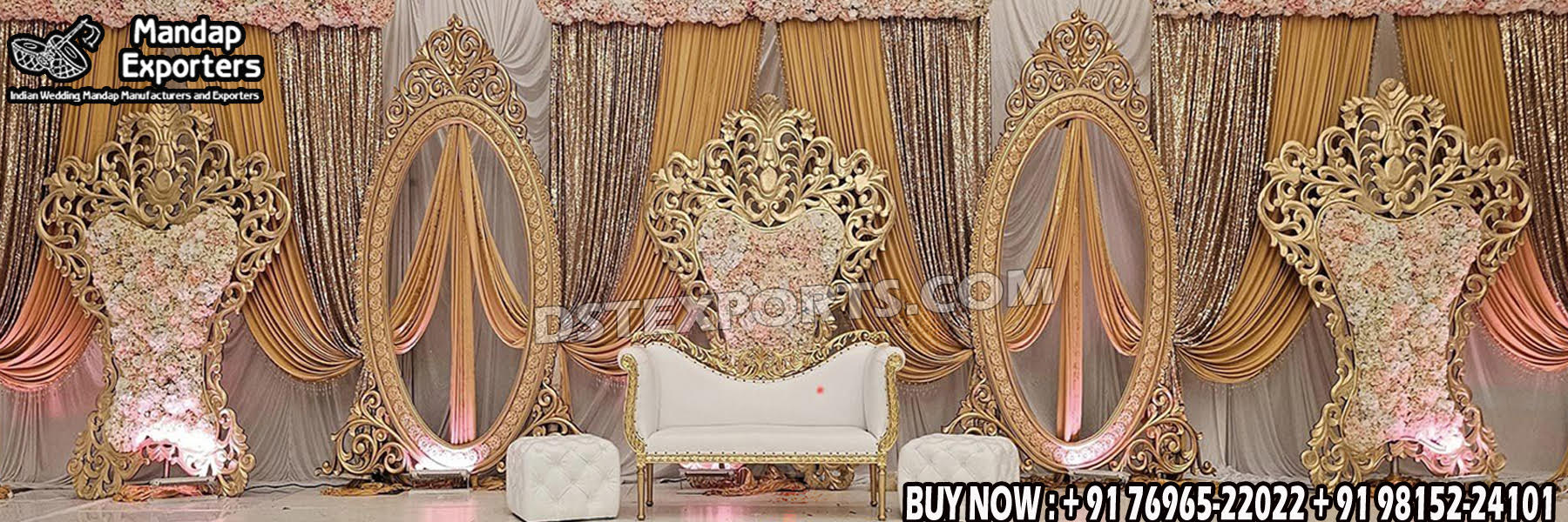 Wedding Mandaps Wedding Stages Wedding Furniture Horse Drawn Carriages Fiber Decoration Items Mehndi Sangeet and Haldi decor props
