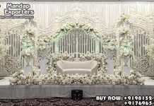 Toronto Weddings White Theme Engagement Party Stage Wedding Mandaps Wedding Stages Wedding Furniture Horse Drawn Carriages Fiber Decoration Items Mehndi Sangeet and Haldi decor props