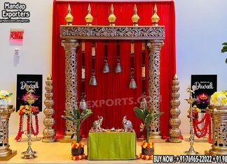 Traditional Griha Pravesh Ceremony Decor With Pillars These Pillars can Also be used on Entrance decor, wedding Mandap & wedding Stages.