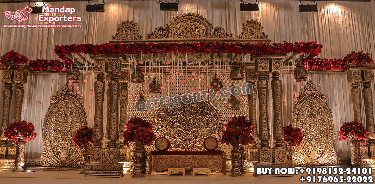 we are manufacturer and star exporters of all types pof wedding product like - wedding mandap , crystal mandaps ,metal mandaps, stages , wedding frames/panels, wedding sofa set, bride groom chairs, mandap chairs ,punjabi culture statues , wedding swings , horse drawn carriages ,backdrop curtain etc.