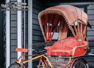 Desi Style Wedding Bride Groom Entry Rickshaw we are manufacturer and star exporters of all types pof wedding product like - wedding mandap , crystal mandaps ,metal mandaps, stages , wedding frames/panels, wedding sofa set, bride groom chairs, mandap chairs ,punjabi culture statues , wedding swings , horse drawn carriages ,backdrop curtain etc.