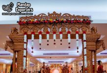 Grand Manavarai Mandap Welcome Gate For Wedding halls Fiber Mandaps, Wooden Mandaps, Crystal Mandaps, Metal Mandaps, Mandap stage, Indian Mandaps, Modern mandaps, open mandap, Wooden Look Mandap, FRP Mandaps, Antique Mandaps, Brown Mandap, Wooden look fiber mandap