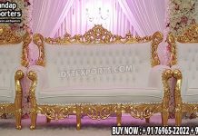 Heavy Carved Wooden Sofa Set For Asian Wedding Stages Wedding sofa, Wedding Chairs, Mandap chairs, Wooden Sofa sets, Bride groom chairs, Puberty ceremony sitting