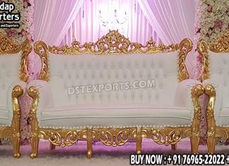Heavy Carved Wooden Sofa Set For Asian Wedding Stages Wedding sofa, Wedding Chairs, Mandap chairs, Wooden Sofa sets, Bride groom chairs, Puberty ceremony sitting