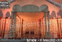 Maharaja Style Dual Pole Mandap For Srilankan Weddings Fiber Mandaps, Wooden Mandaps, Crystal Mandaps, Metal Mandaps, Mandap stage, Indian Mandaps, Modern mandaps, open mandap, Wooden Look Mandap, FRP Mandaps, Antique Mandaps, Brown Mandap, Wooden look fiber mandap