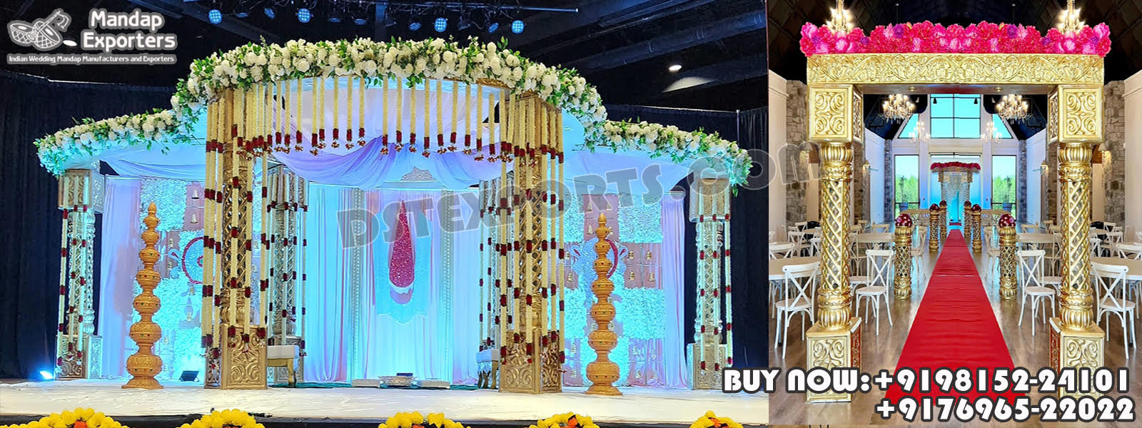 we are manufacturer and star exporters of all types pof wedding product like - wedding mandap , crystal mandaps ,metal mandaps, stages , wedding frames/panels, wedding sofa set, bride groom chairs, mandap chairs ,punjabi culture statues , wedding swings , horse drawn carriages ,backdrop curtain etc.