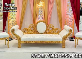 Elegant Wooden Couple Sofa For Shagun Ceremony Wedding sofa, Wedding Chairs, Mandap chairs, Wooden Sofa sets, Bride groom chairs, Puberty ceremony sitting