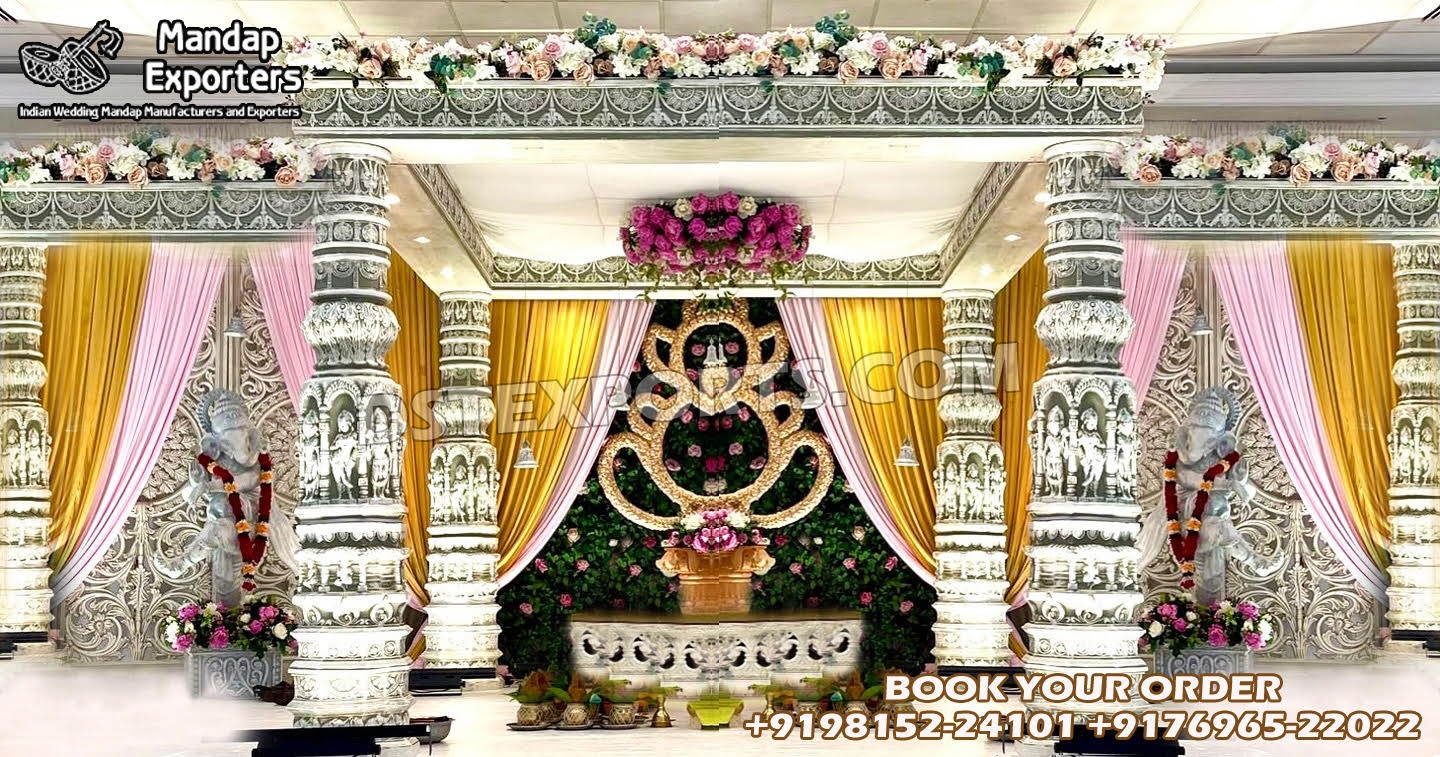 Exquisitely Carved Pillars for South Indian Wedding