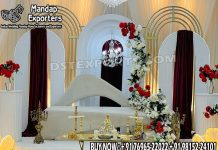 Modern Wedding Wooden Arches For Stage Decor Wedding Mandaps Wedding Stages Wedding Furniture Horse Drawn Carriages Fiber Decoration Items Mehndi Sangeet and Haldi decor props