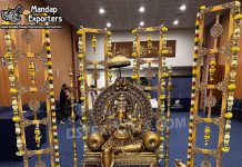 Traditional Style Warm Welcome Entrance Decor with Ganesha Wedding Mandaps Wedding Stages Wedding Furniture Horse Drawn Carriages Fiber Decoration Items Mehndi Sangeet and Haldi decor props