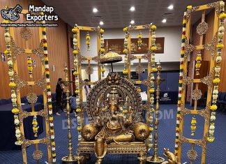 Traditional Style Warm Welcome Entrance Decor with Ganesha Wedding Mandaps Wedding Stages Wedding Furniture Horse Drawn Carriages Fiber Decoration Items Mehndi Sangeet and Haldi decor props