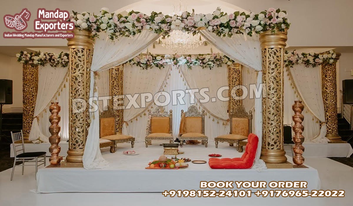 Exquisite Style Golden Fiber Wedding Mandap
