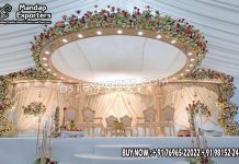 Luxurious Wooden Carved Radhika Mandap Decor Fiber Mandaps, Wooden Mandaps, Crystal Mandaps, Metal Mandaps, Mandap stage, Indian Mandaps, Modern mandaps, open mandap, Wooden Look Mandap, FRP Mandaps, Antique Mandaps, Brown Mandap, Wooden look fiber mandap