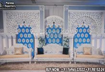Mosaic Style Wedding Stage Windows Panels Wedding Mandaps Wedding Stages Wedding Furniture Horse Drawn Carriages Fiber Decoration Items Mehndi Sangeet and Haldi decor props