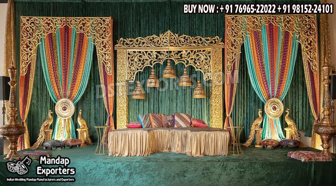 we are manufacturer and exporters of all types pof wedding product like - wedding mandap , crystal mandaps ,metal mandaps, stages , wedding frames/panels, wedding sofa set, bride groom chairs, mandap chairs ,punjabi culture statues , wedding swings , horse drawn carriages ,backdrop curtain etc.