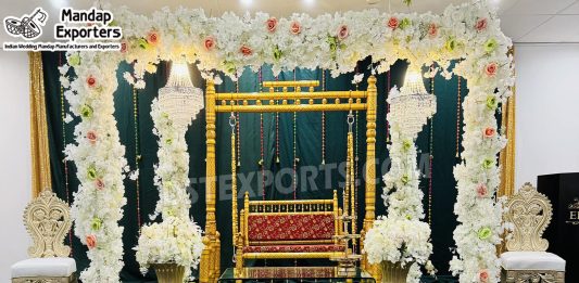 we are manufacturer and exporters of all types pof wedding product like - wedding mandap , crystal mandaps ,metal mandaps, stages , wedding frames/panels, wedding sofa set, bride groom chairs, mandap chairs ,punjabi culture statues , wedding swings , horse drawn carriages ,backdrop curtain etc.